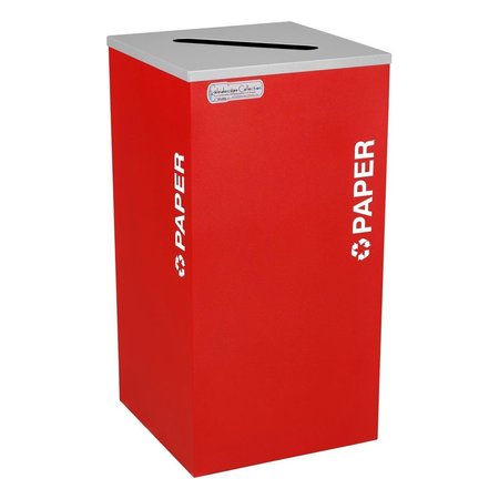 EX-CELL KAISER 24 gal Square Waste Receptacle, Red, Silver RC-KDSQ-P RBX